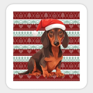 Funny Dachshund Dog Christmas Ugly Sticker